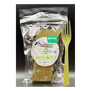 Alpen Reusable Plastic Fork 20-pack Gold