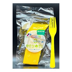 Alpen Reusable Plastic Fork 20-pack Yellow