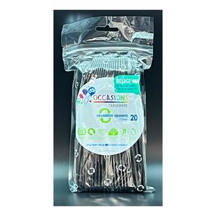 Alpen Reusable Plastic Spoon 20-pack Black