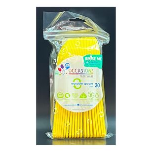 Alpen Reusable Plastic Spoon 20-pack Yellow