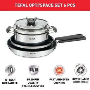 Tefal Opti Space Induction 6 Piece Set Silver