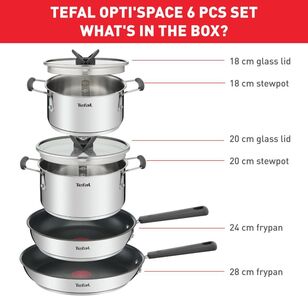 Tefal Opti Space Induction 6 Piece Set Silver