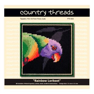 Country Threads Rainbow Lorikeet Tapestry Mini Kit Rainbow Lorikeet 15 x 15 cm