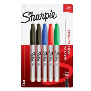 Sharpie 5 Pack Original Permanent Markers Multicoloured 5 Pack