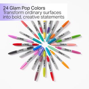 Sharpie 24 Pack Glam Pop Fine Permanent Markers Glam Pop