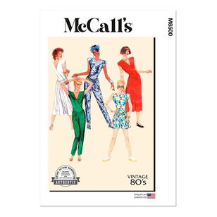 McCall's M8500 Misses' 1980s Knit Dress and Jumpsuits Pattern White