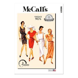 McCall's M8501 Misses' 1990s Mock Sarong Dress White