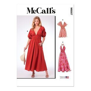 McCall's M8507 Misses' and Women's Ruched Bodice Dresses Pattern White