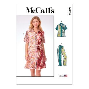 McCall's M8515 Misses' Contrast Dress, Top and Pants Pattern White