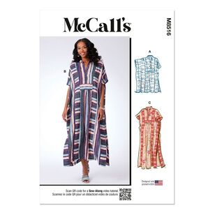 McCall's M8516 Misses' Caftan in Two Lengths Pattern White XS - XXL