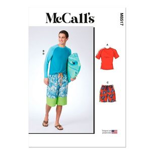 McCall's M8517 Men's Rashguards and Shorts Pattern White