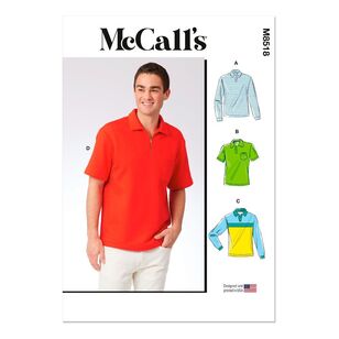 McCall's M8518 Men's Polo Shirts Pattern White S - XXL