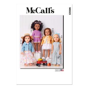 McCall's M8523 18 inch Doll Clothes Pattern White One Size