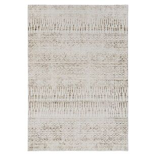 Loopsie Artisia Cream and Brown Tribal Washable Rug Cream