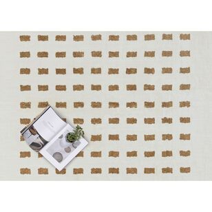 Loopsie Balan Cream and Brown Rectangles Washable Rug Cream