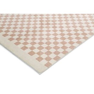 Loopsie Jazine Cream and Brown Chequered Washable Rug Cream