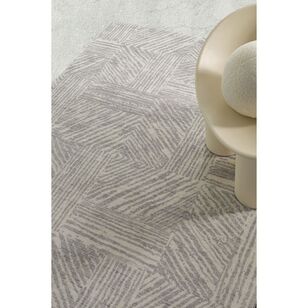 Loopsie Obu Grey and Cream Geometric Washable Rug Grey