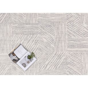 Loopsie Obu Grey and Cream Geometric Washable Rug Grey