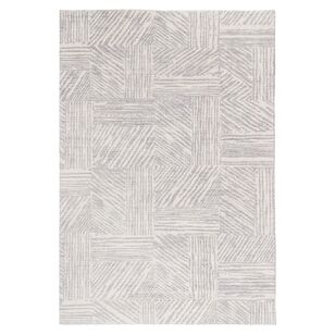 Loopsie Obu Grey and Cream Geometric Washable Rug Grey