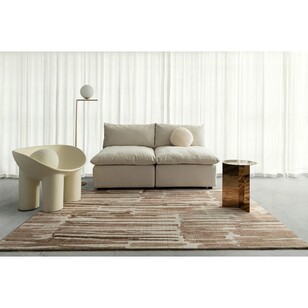 Loopsie Omaya Striped Washable Rug Beige