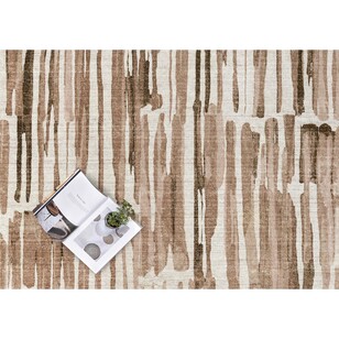 Loopsie Omaya Striped Washable Rug Beige