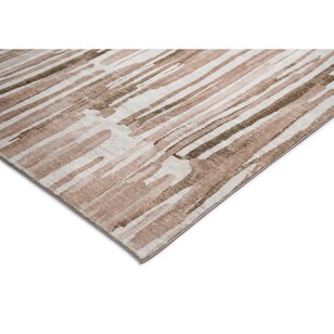 Loopsie Omaya Striped Washable Rug Beige