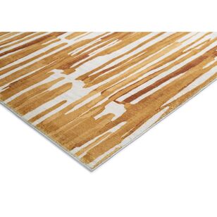 Loopsie Omaya Gold and Ivory Striped Washable Rug Gold