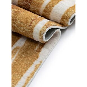 Loopsie Omaya Gold and Ivory Striped Washable Rug Gold