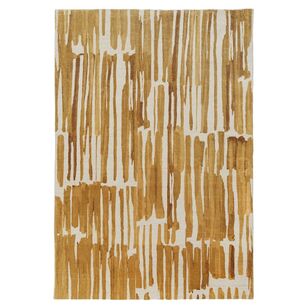 Loopsie Omaya Gold and Ivory Striped Washable Rug Gold