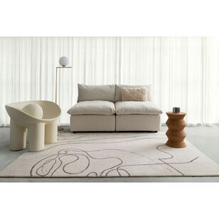 Loopsie Turey Beige and Grey Abstract Washable Rug Beige