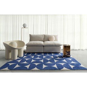 Loopsie Zaki Geometric Washable Rug Blue