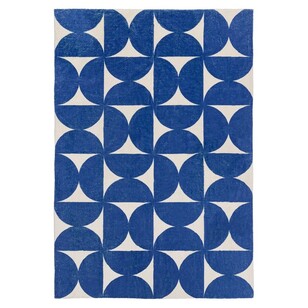 Loopsie Zaki Geometric Washable Rug Blue