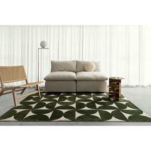 Loopsie Zaki Geometric Washable Rug Green