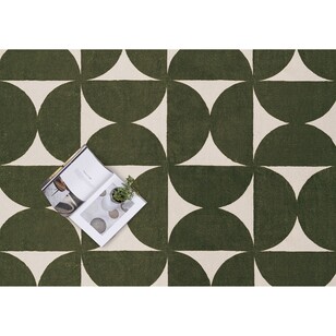 Loopsie Zaki Geometric Washable Rug Green