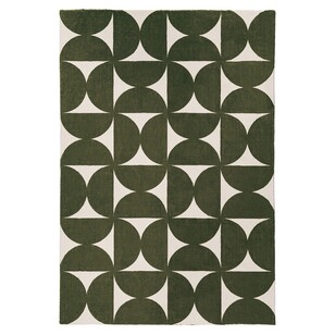 Loopsie Zaki Geometric Washable Rug Green