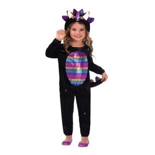 Dazzling Dino Girls Kids Costume Multicoloured