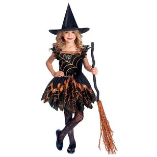 Spooky Spider Witch Girls Costume Multicoloured