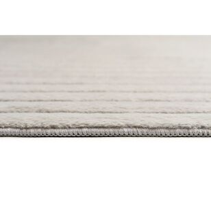 Loopsie Cortina Striped Faux Fur Rug Light Grey