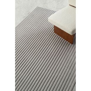 Loopsie Cortina Striped Faux Fur Rug Light Grey