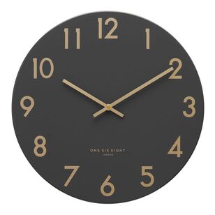 One Six Eight London Jones Silent Wall Clock Charcoal Grey