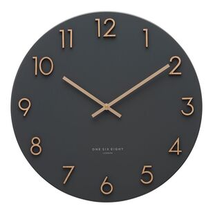 One Six Eight London Katelyn Metal Wall Clock Charcoal Grey