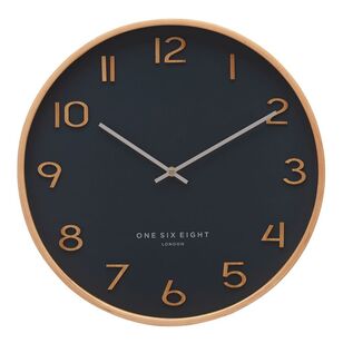 One Six Eight London Wallace Silent Wall Clock Petrol Blue