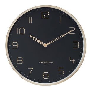 One Six Eight London Lily Silent Wall Clock Black 30 cm