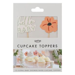 Ginger Ray Floral Baby Cupcake Toppers Multicoloured