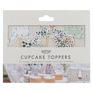 Ginger Ray Bridal Bloom Cupcake Toppers Multicoloured