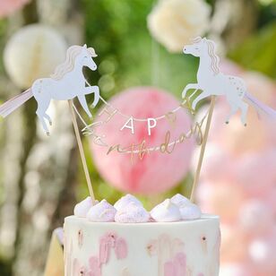 Ginger Ray Princess Party Unicorn Happy Birthday Cake Topper Multicoloured