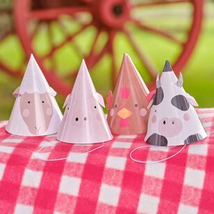 Ginger Ray Farm Friends Party Hats Multicoloured 13 cm