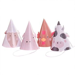 Ginger Ray Farm Friends Party Hats Multicoloured 13 cm