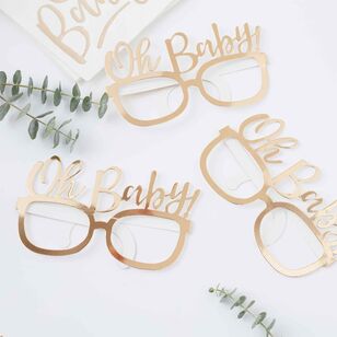 Ginger Ray Oh Baby! Fun Glasses Gold 16.5 x 12 cm