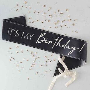 Ginger Ray Champagne Noir Its My Birthday Sash Black 155 cm